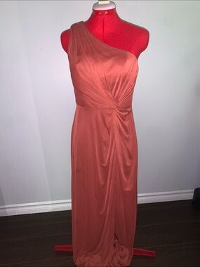 Azazie One-Shoulder Terracotta Evening Gown